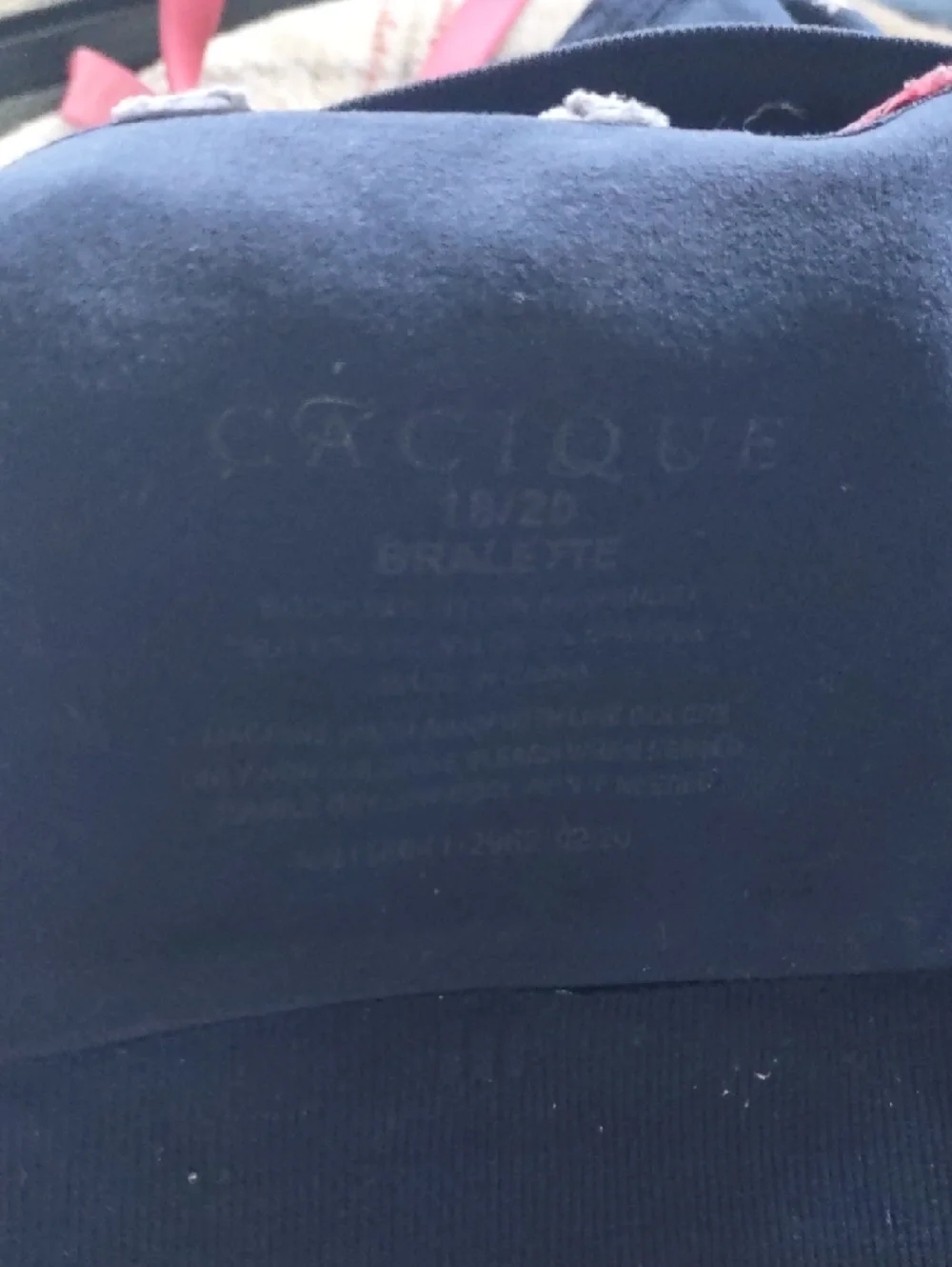 Cacique 20/22 Navy Star Print Bralette with Pink Straps - Picture 3 of 3